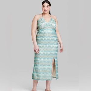 2/$20   Wild Fable Women's Crochet Slip Dress Lace Up Back - Aqua
